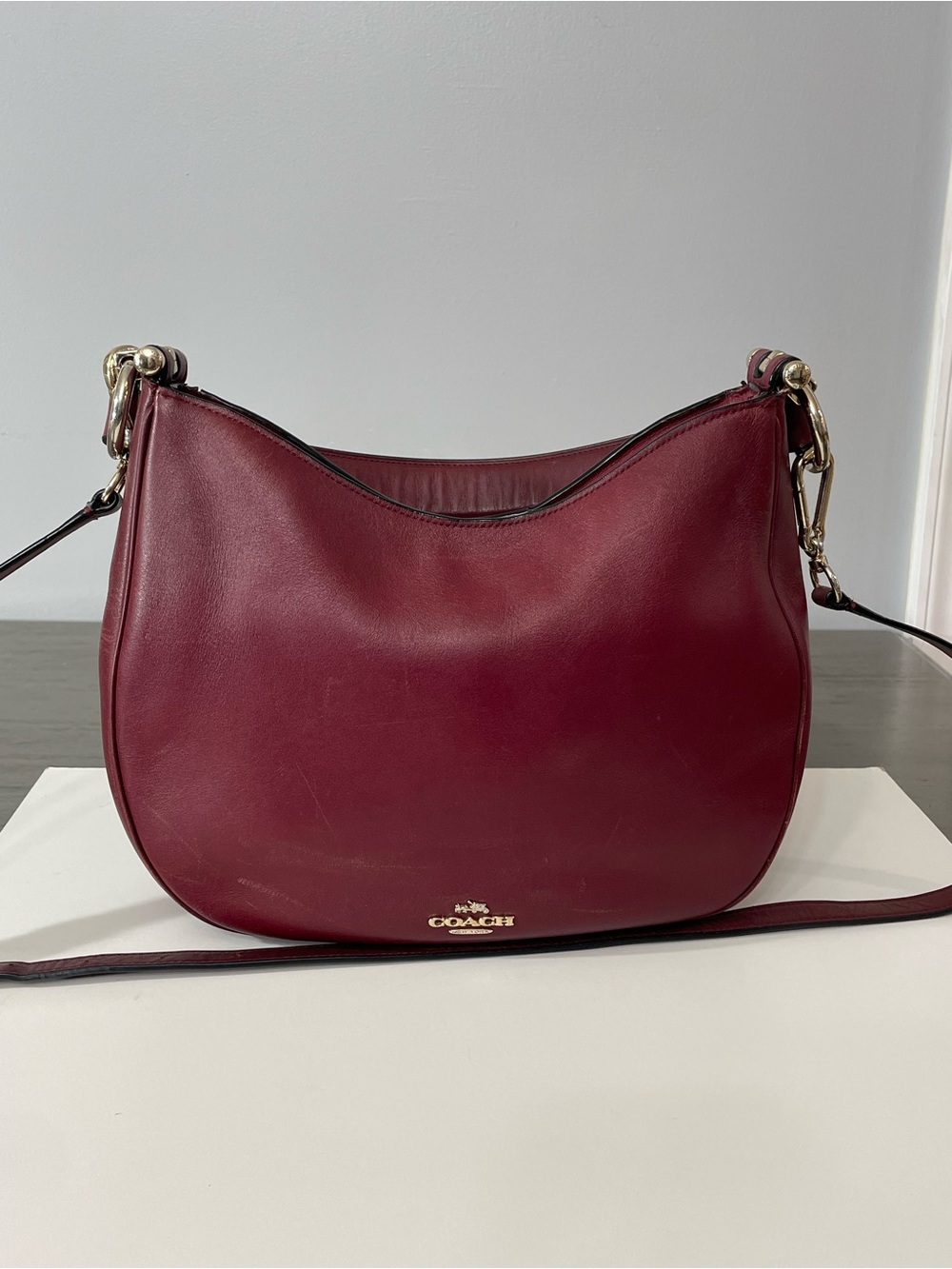 Coach Burgundy Leather Hobo Shoulder Bag Gold Hardware Crossbody